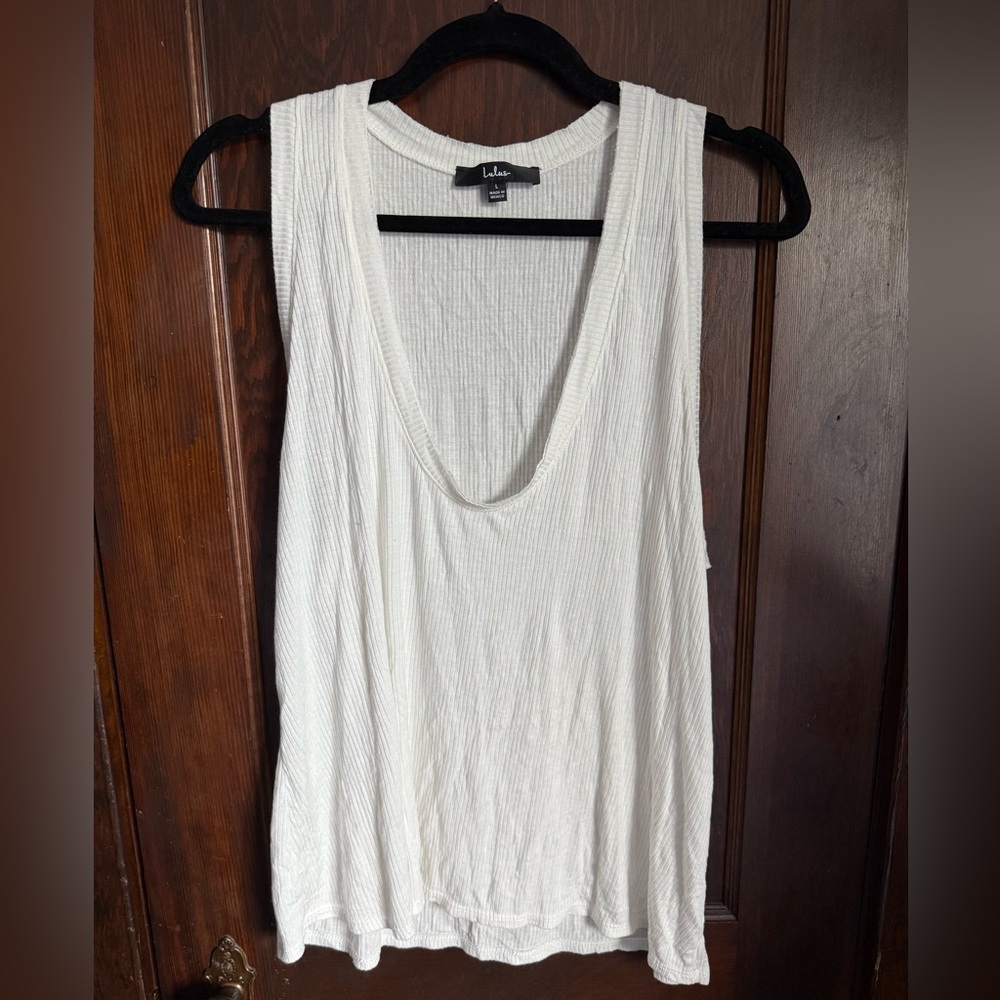 Lulu's Cream Ribbed Tank Top